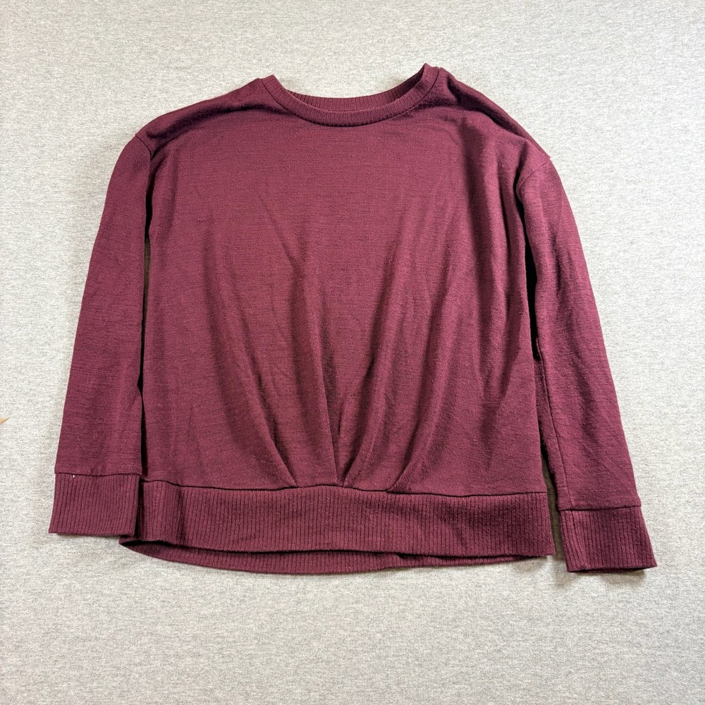 Bixby Nomad Top Girls Medium (8-10) Burgundy Cinched Front Long Sleeve Crew Neck